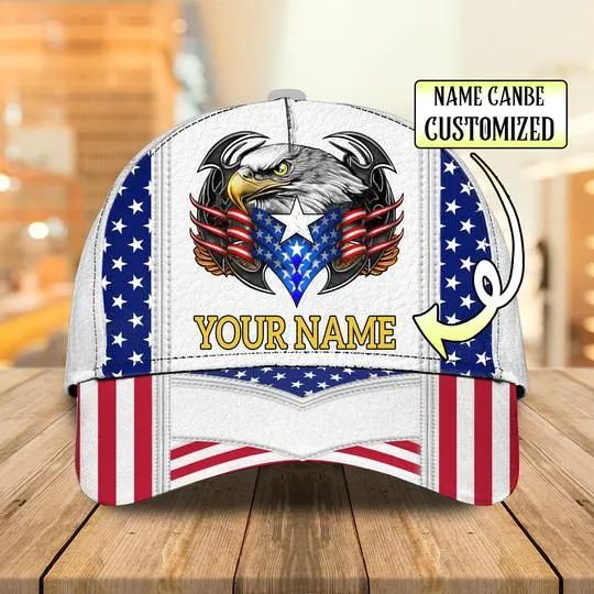 3D Classic Cap America Egagle Personalized Name Cap Namashops