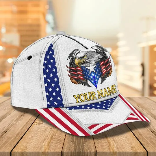 3D Classic Cap America Egagle Personalized Name Cap Namashops