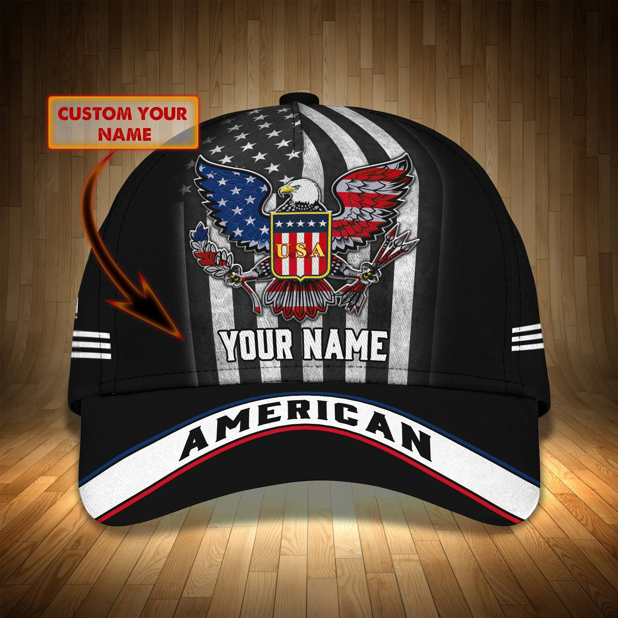 3D Classic Cap American Pride Personalized Name Cap55Namashops