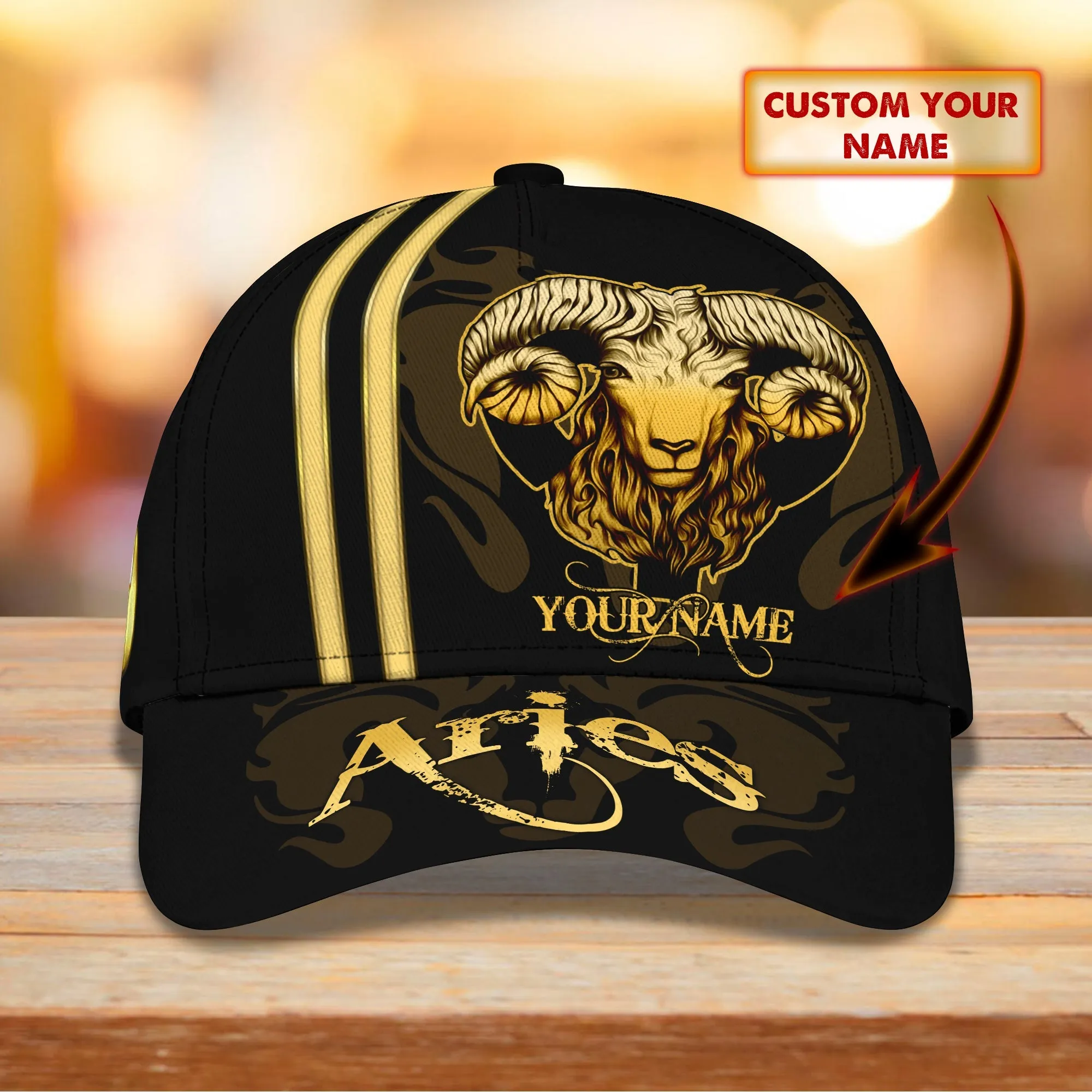 3D Classic Cap Aries Personalized Name Cap Namashops