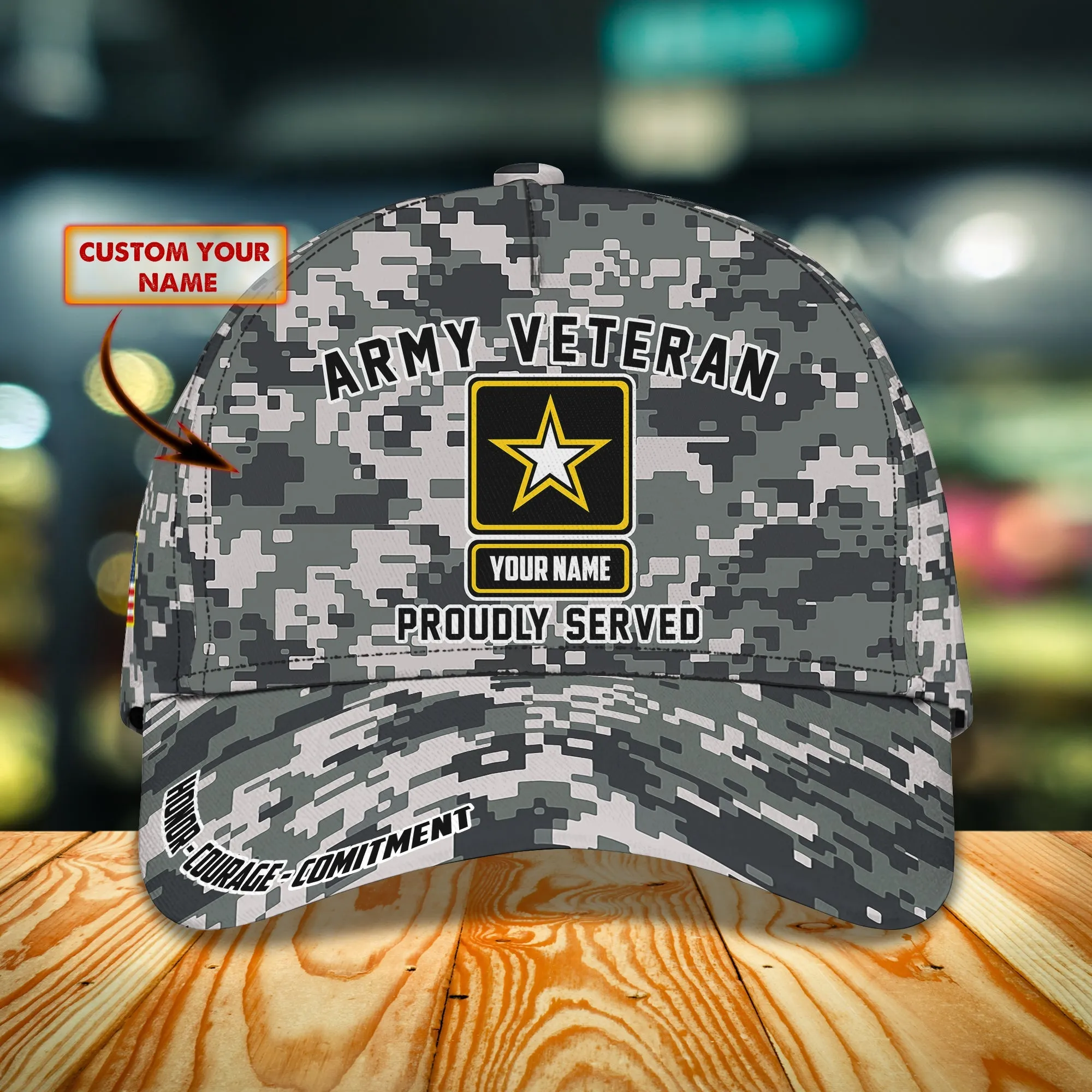 3D Classic Cap Army Veteran Personalized Name Cap 37 Namashops