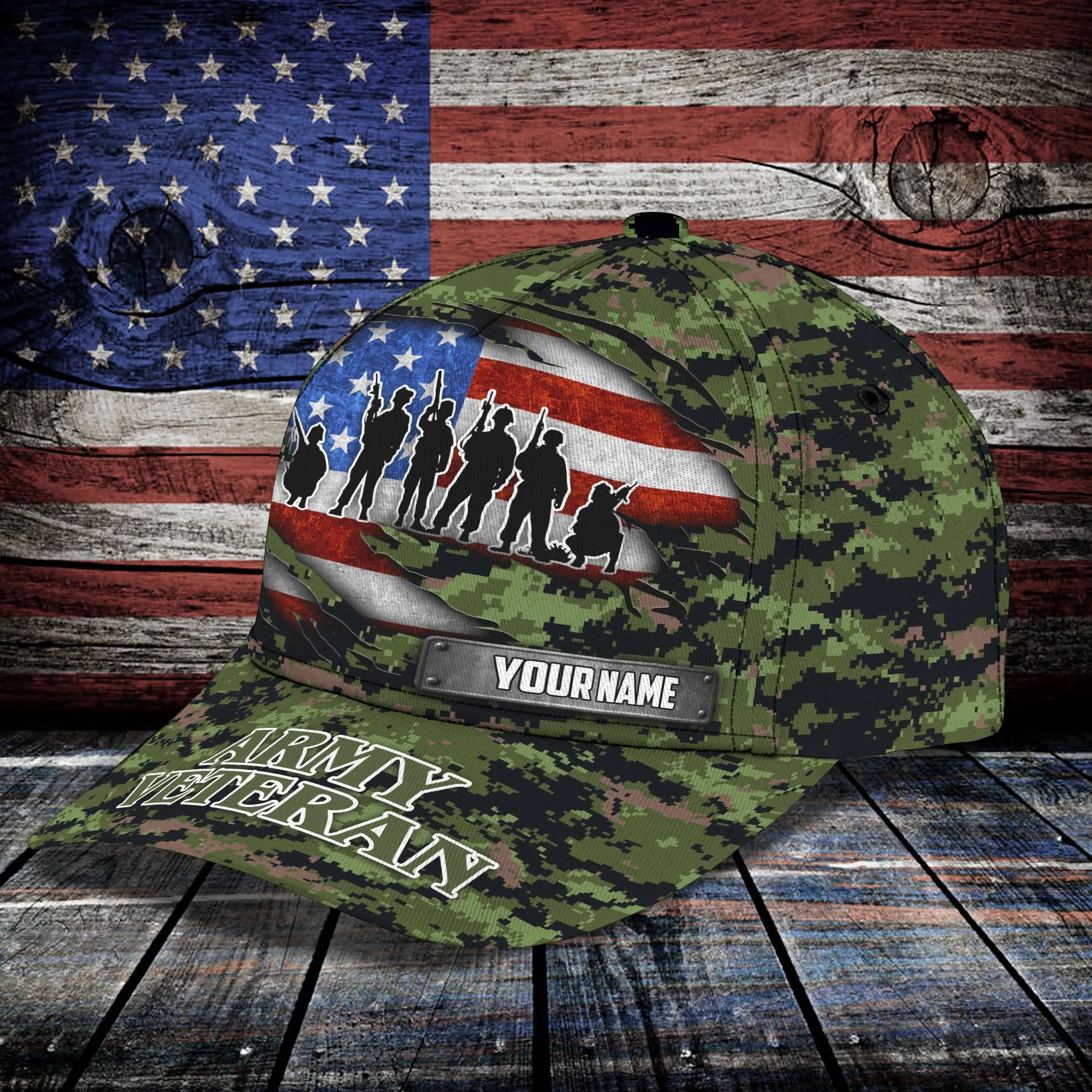 3D Classic Cap Army Veteran Personalized Name Cap Namashops