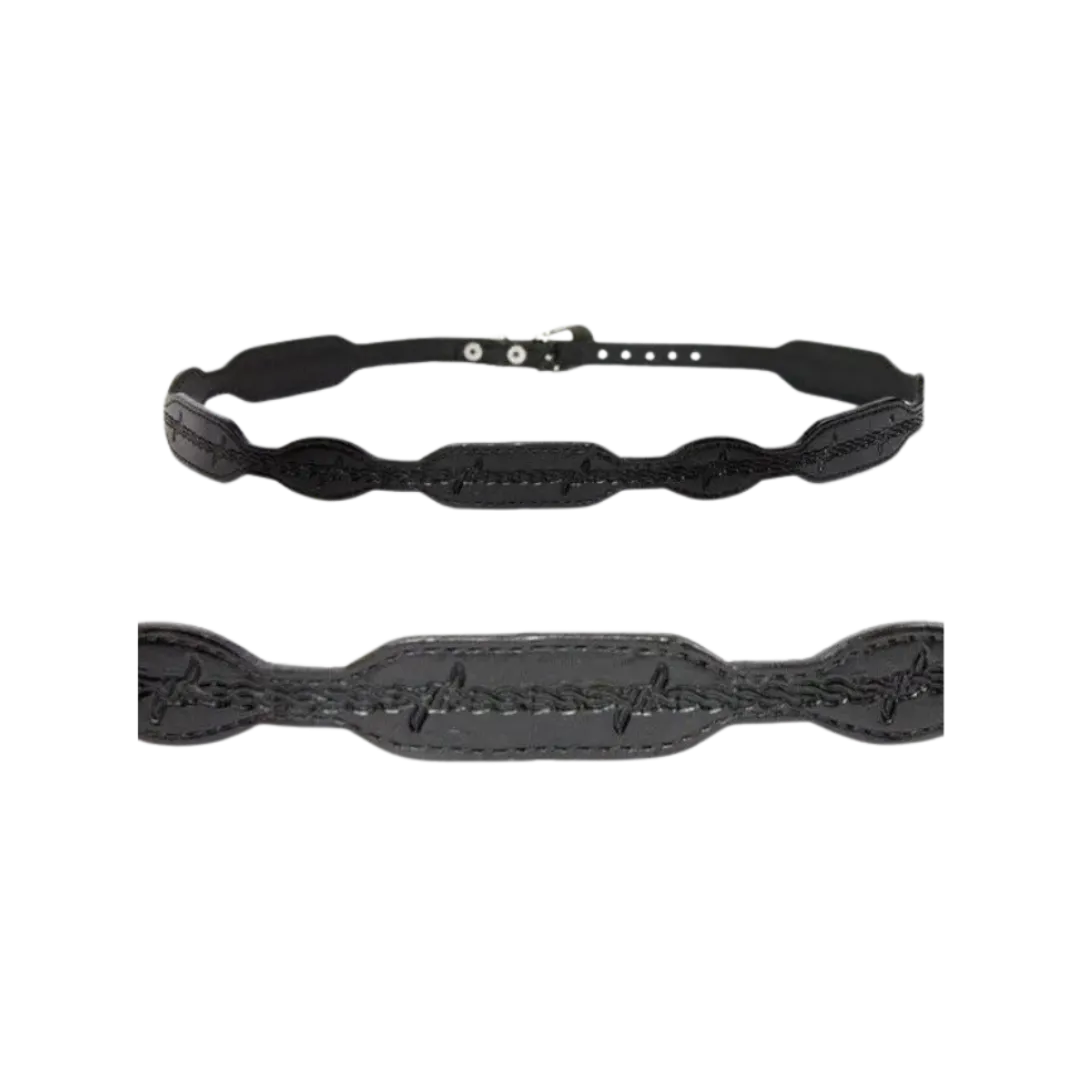 Austin Accent Unisex Scalloped Leather Black Hatband