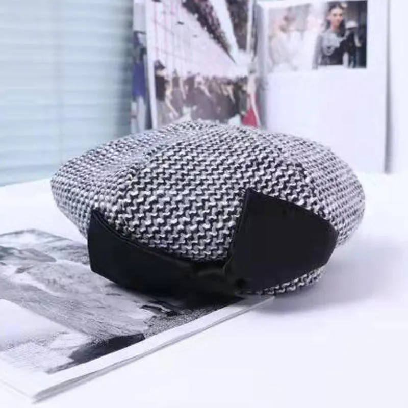 Autumn and winter bow tie beret female little fragrance lady painter hat retro