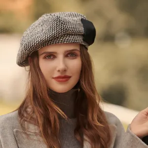 Autumn and winter bow tie beret female little fragrance lady painter hat retro