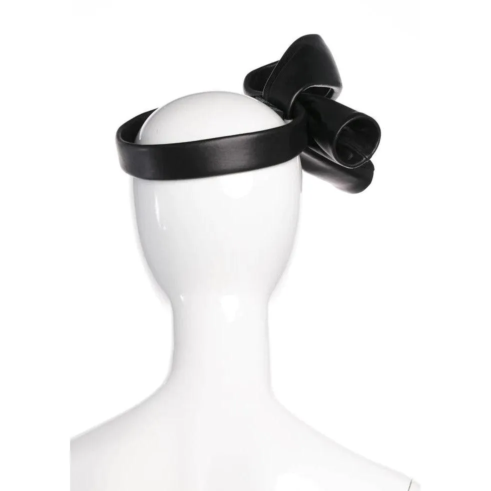 BALENCIAGA 2014 S/S  Black Leather Knot Headband | XS