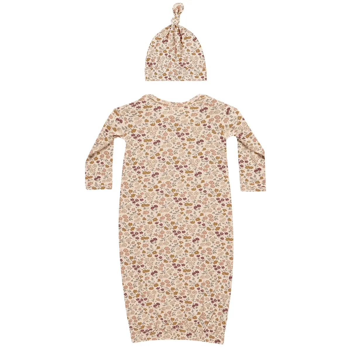 Bamboo Baby Gown and Hat Set in Posy by Quincy Mae