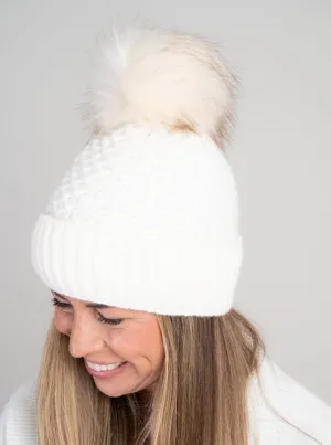 Beanie With Pom [Cream-34321]