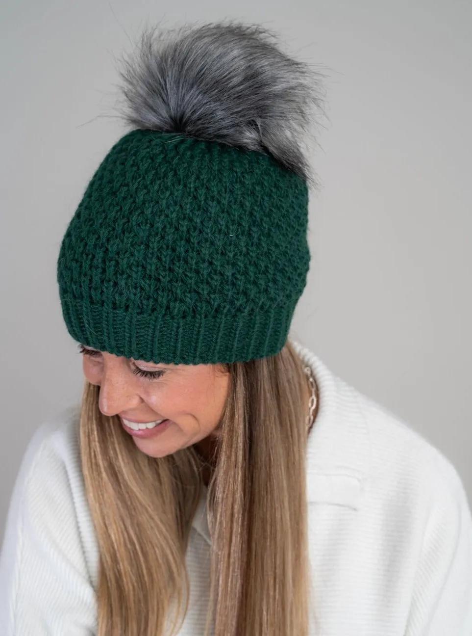 Beanie With Pom [Hunter Green-37471]