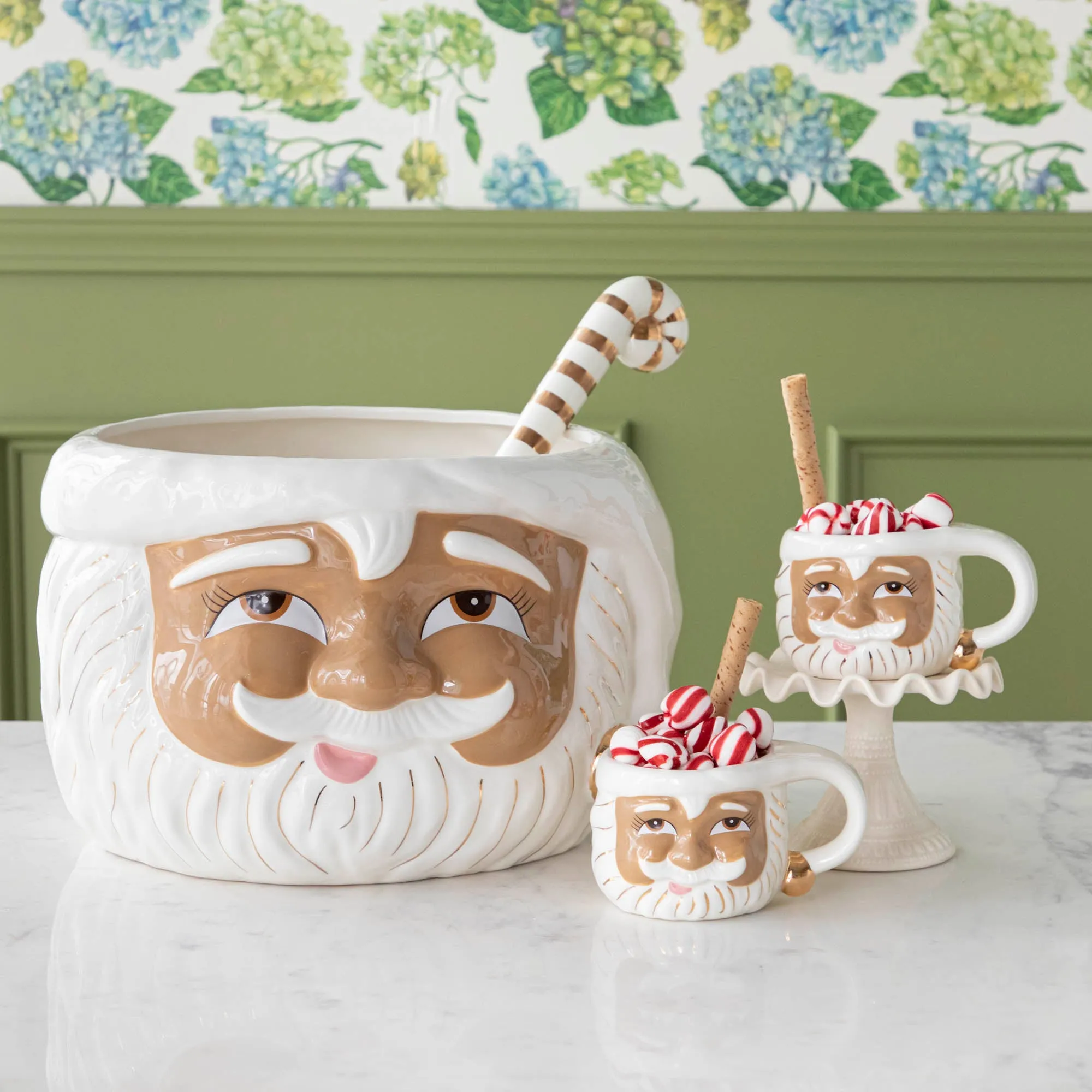 Brown Papa Noel Punch Bowl with Ladle