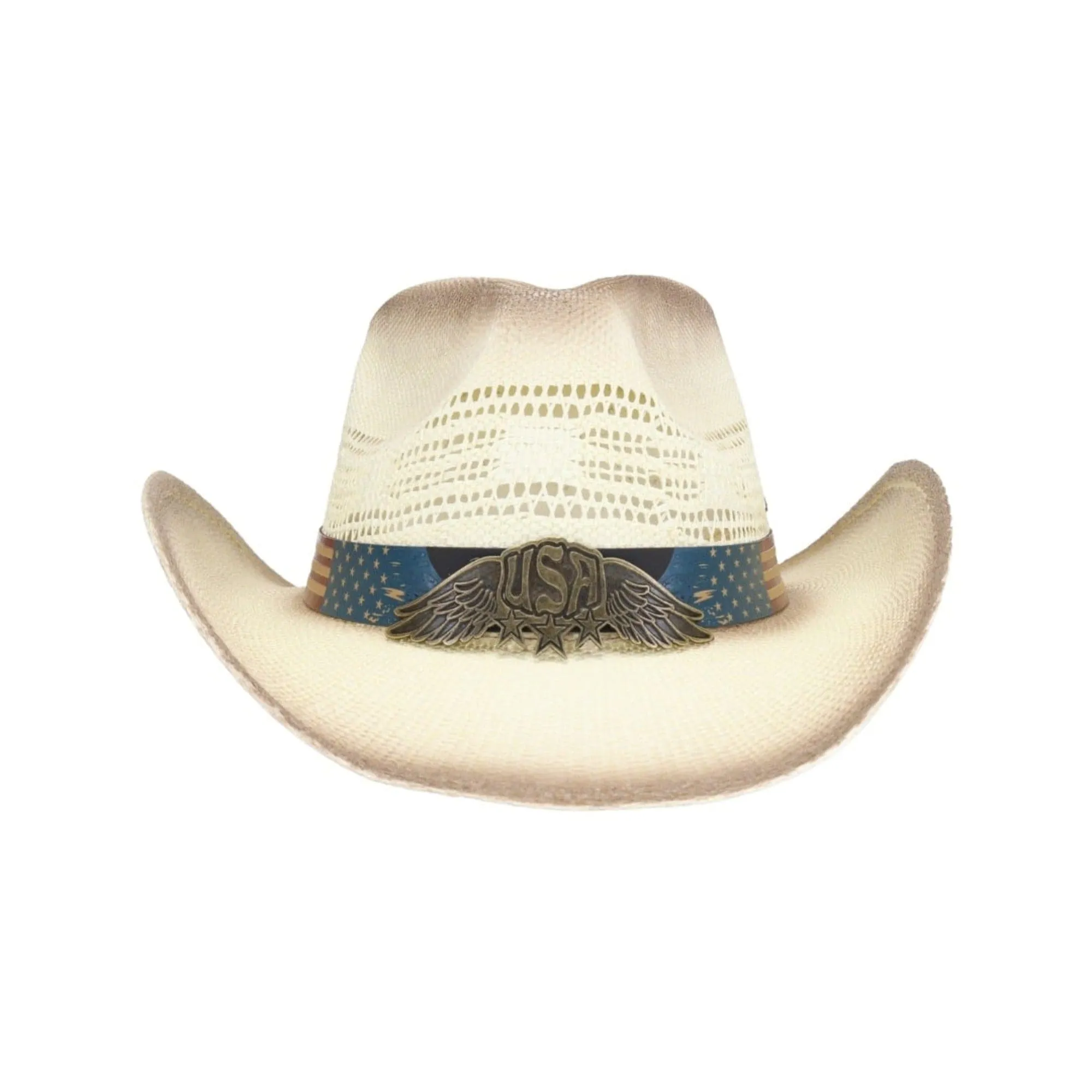 CBC0013 American Flag Tea Stain Cowboy Hat