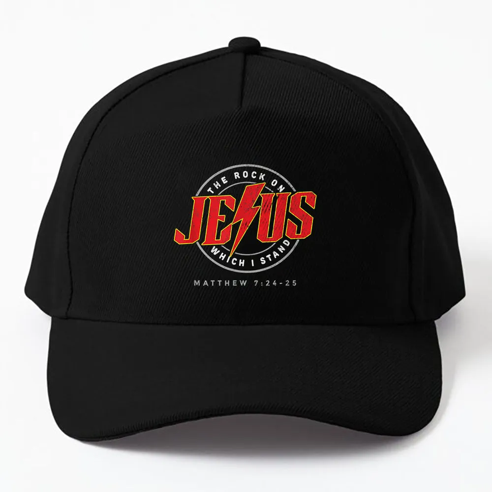 Christian Jesus Rock Band Matthew 7_24, Retro Vintage Cap