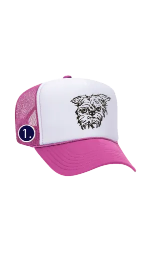 Custom Pet Portrait Trucker Hat with Mini Embroidery