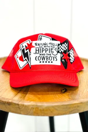 Custom Trucker Hat - Hippies Cowboys - Red