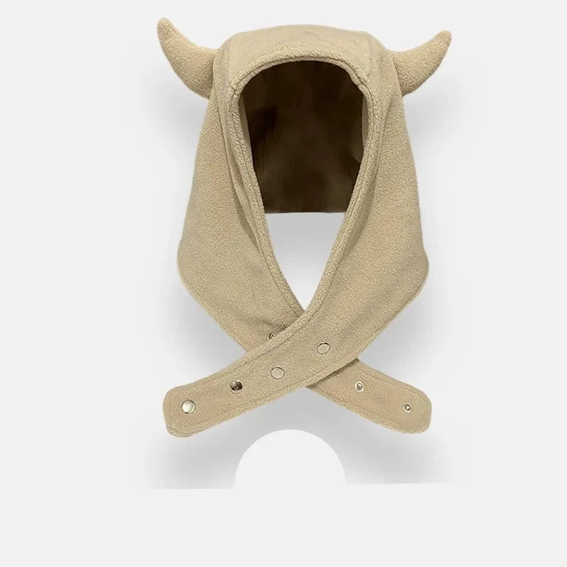 Dark Cute Little Devil Ear Puller Hat  Edgy Warmth for Hipsters