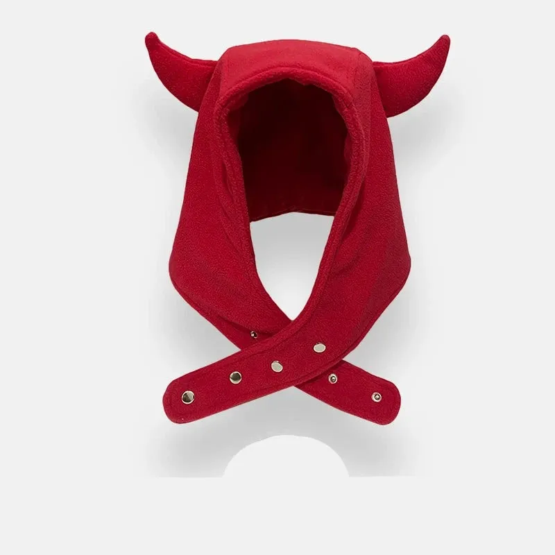 Dark Cute Little Devil Ear Puller Hat  Edgy Warmth for Hipsters