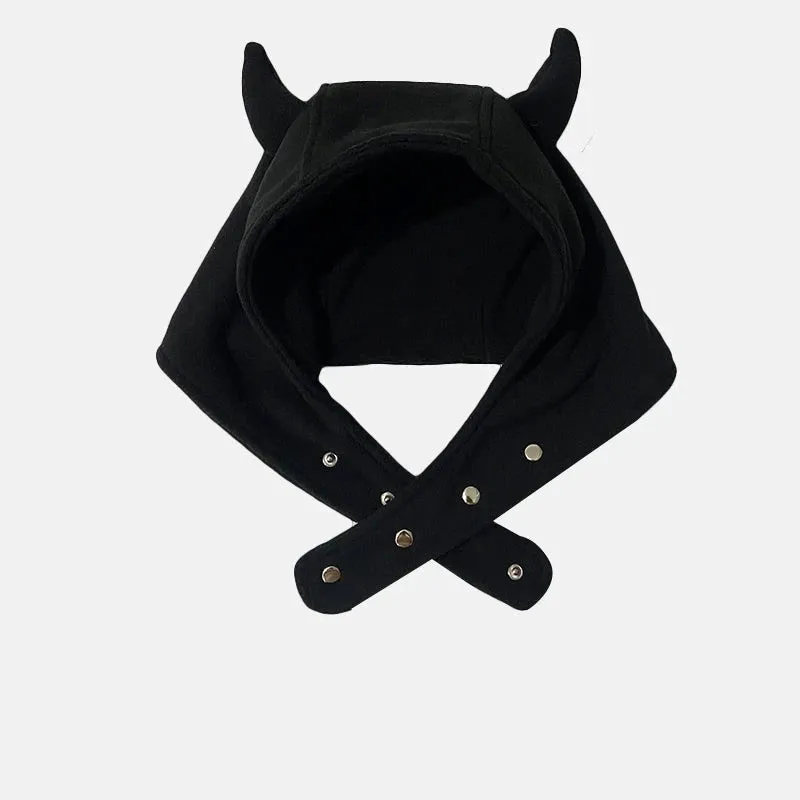 Dark Cute Little Devil Ear Puller Hat  Edgy Warmth for Hipsters