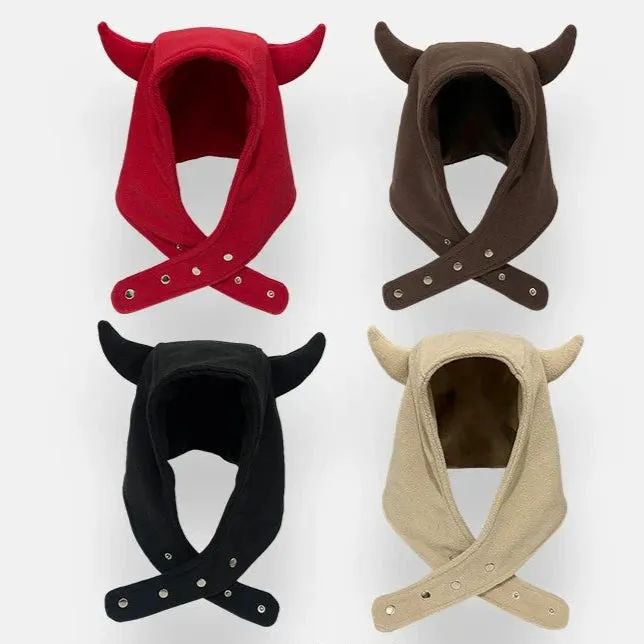 Dark Cute Little Devil Ear Puller Hat  Edgy Warmth for Hipsters