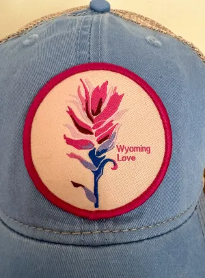 Distressed Columbia Blue Hat - Purple Indian Paintbrush
