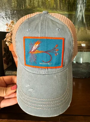 Distressed Sage Blue Hat - Wildflower Adam’s Fly Patch