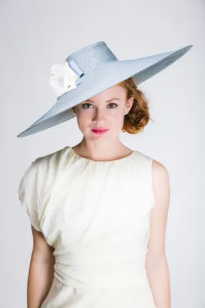 Estrapade: Large Grey Picture Hat with Poppies and Bows