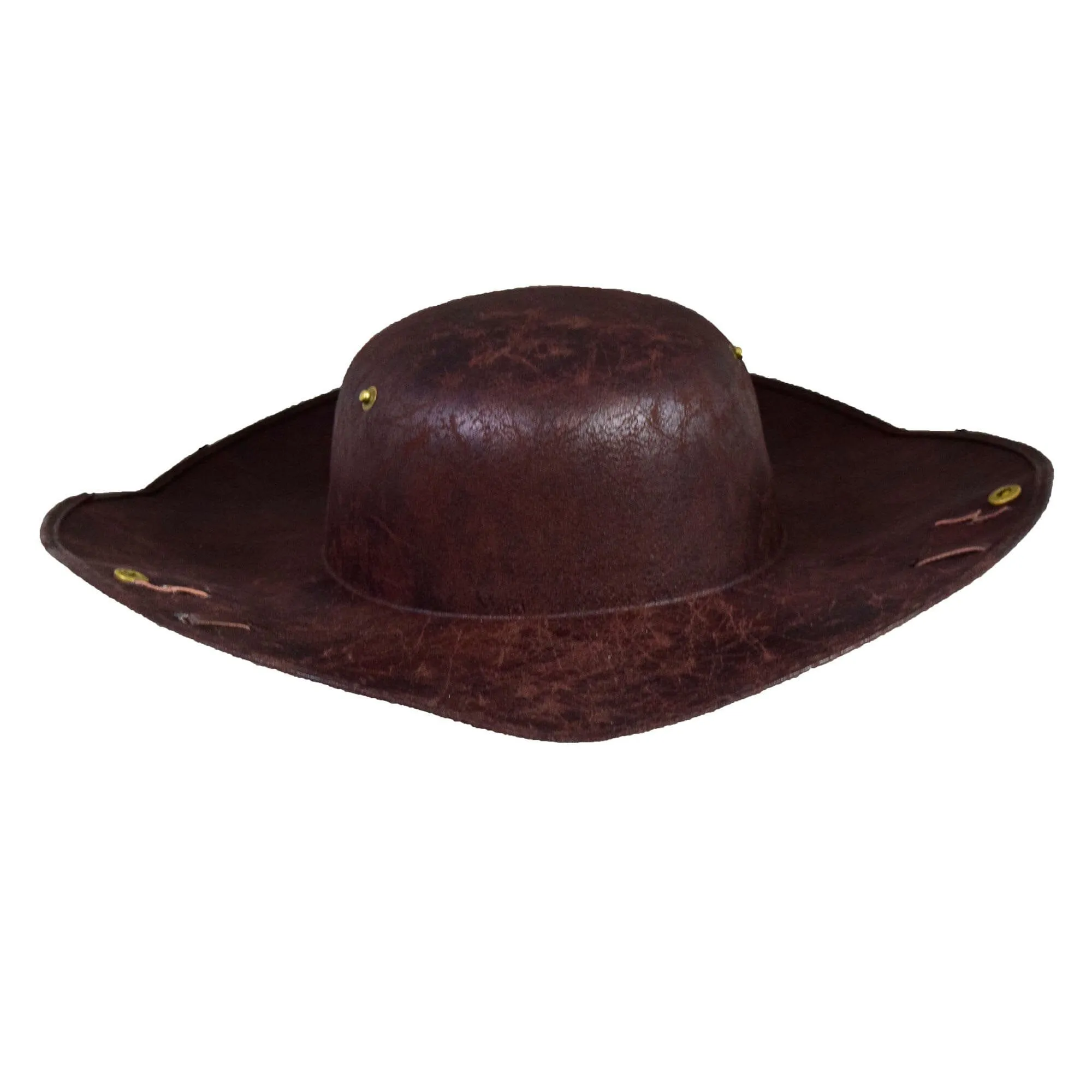Faux Leather Brown Tri-cornered Hat