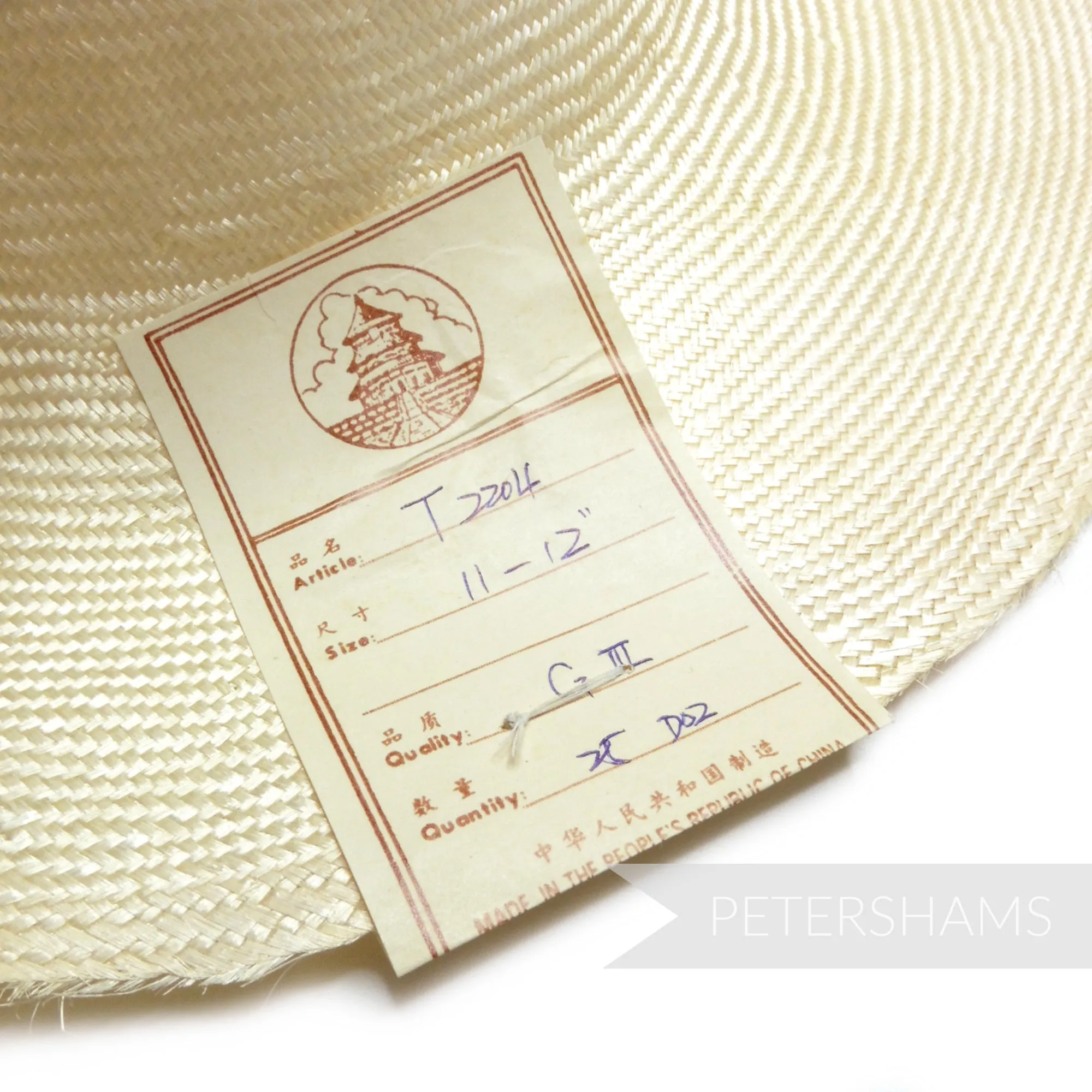 'Great Wall' Vintage 50s/60s Grade 3 Natural Undyed Parasisal Straw Capeline