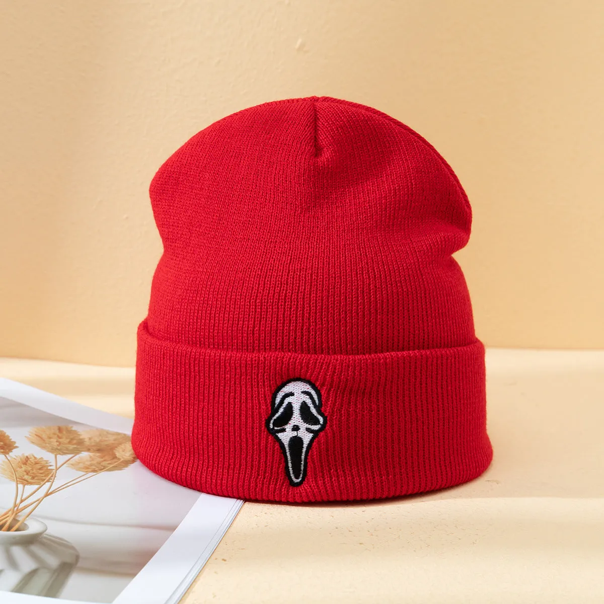 Halloween Dark Embroidered Ghost Face Skeleton Hat