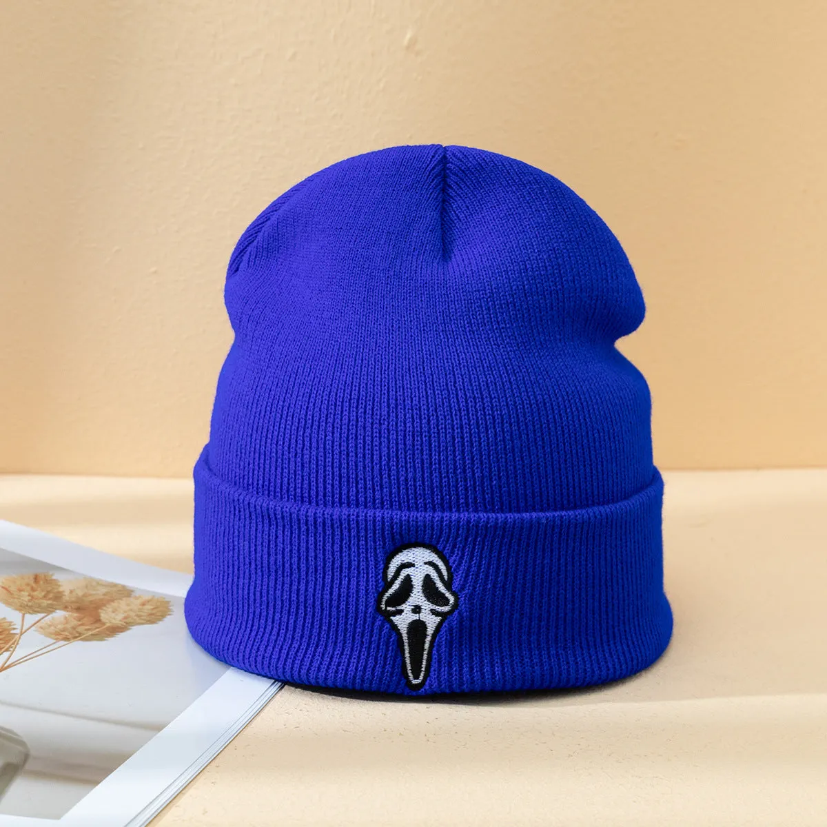 Halloween Dark Embroidered Ghost Face Skeleton Hat