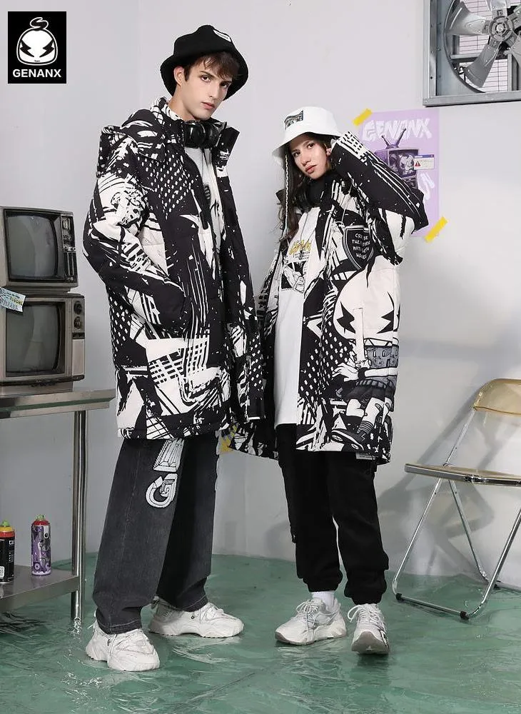 Hip Hop Comic Padded Coat With Removable Cap