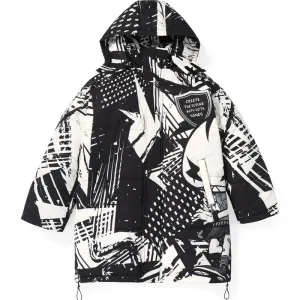 Hip Hop Comic Padded Coat With Removable Cap