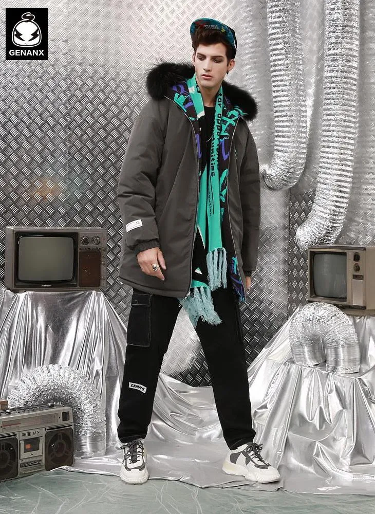 Hip Hop Spray Painting Reversible Padded Coat