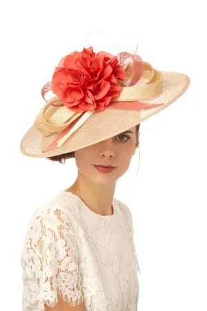 Lady Suffolk: Blush Pink Derby Hat with Silk Flower and Quills