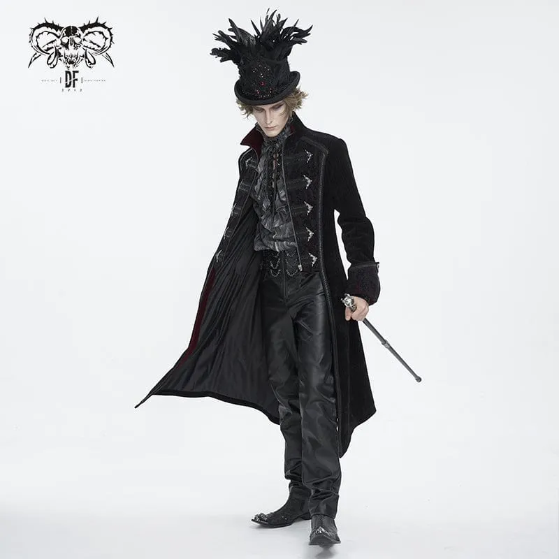 Men's Gothic Floral Embroidered Feather Top Hat