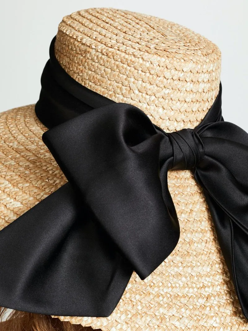 Mirabel satin-trimmed straw hat