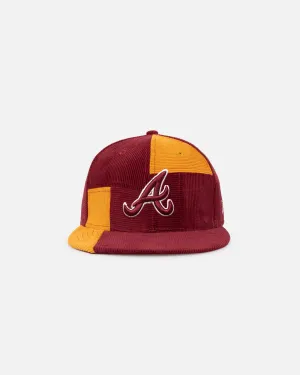 New Era Atlanta Braves 'Maroon Patchwork Corduroy' 59FIFTY Fitted Maroon/Yellow