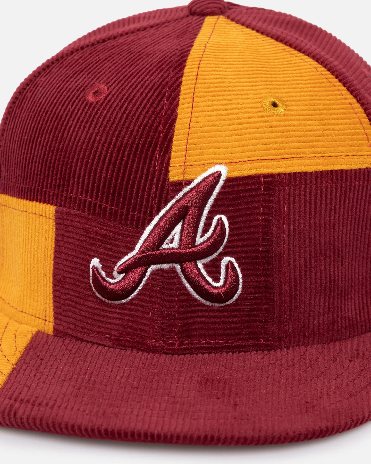 New Era Atlanta Braves 'Maroon Patchwork Corduroy' 59FIFTY Fitted Maroon/Yellow