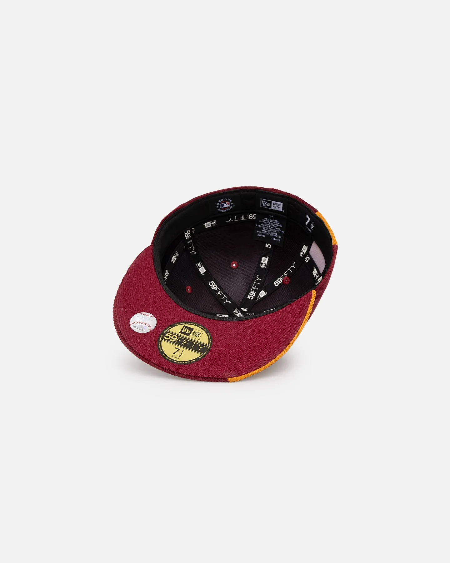New Era Atlanta Braves 'Maroon Patchwork Corduroy' 59FIFTY Fitted Maroon/Yellow