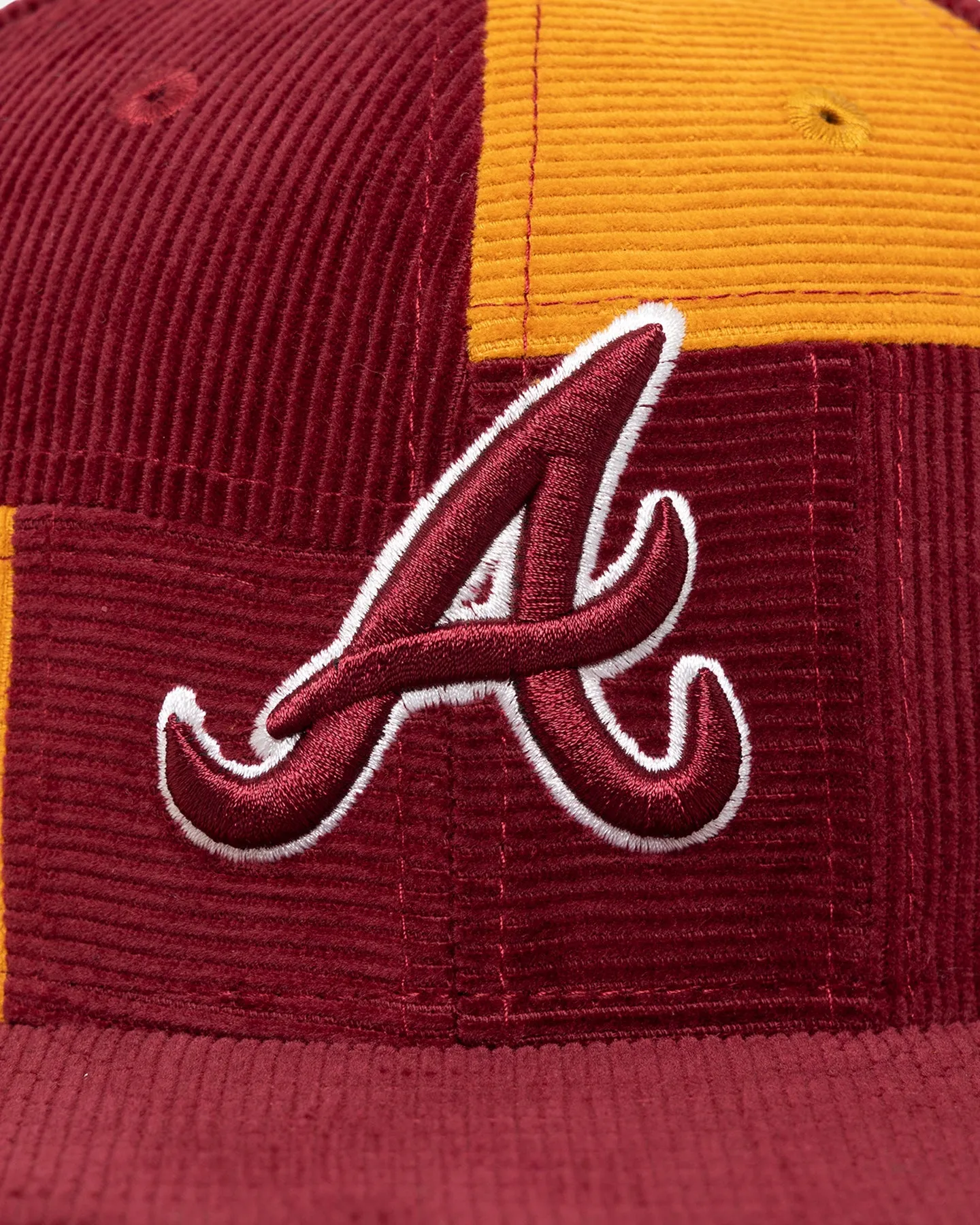 New Era Atlanta Braves 'Maroon Patchwork Corduroy' 59FIFTY Fitted Maroon/Yellow