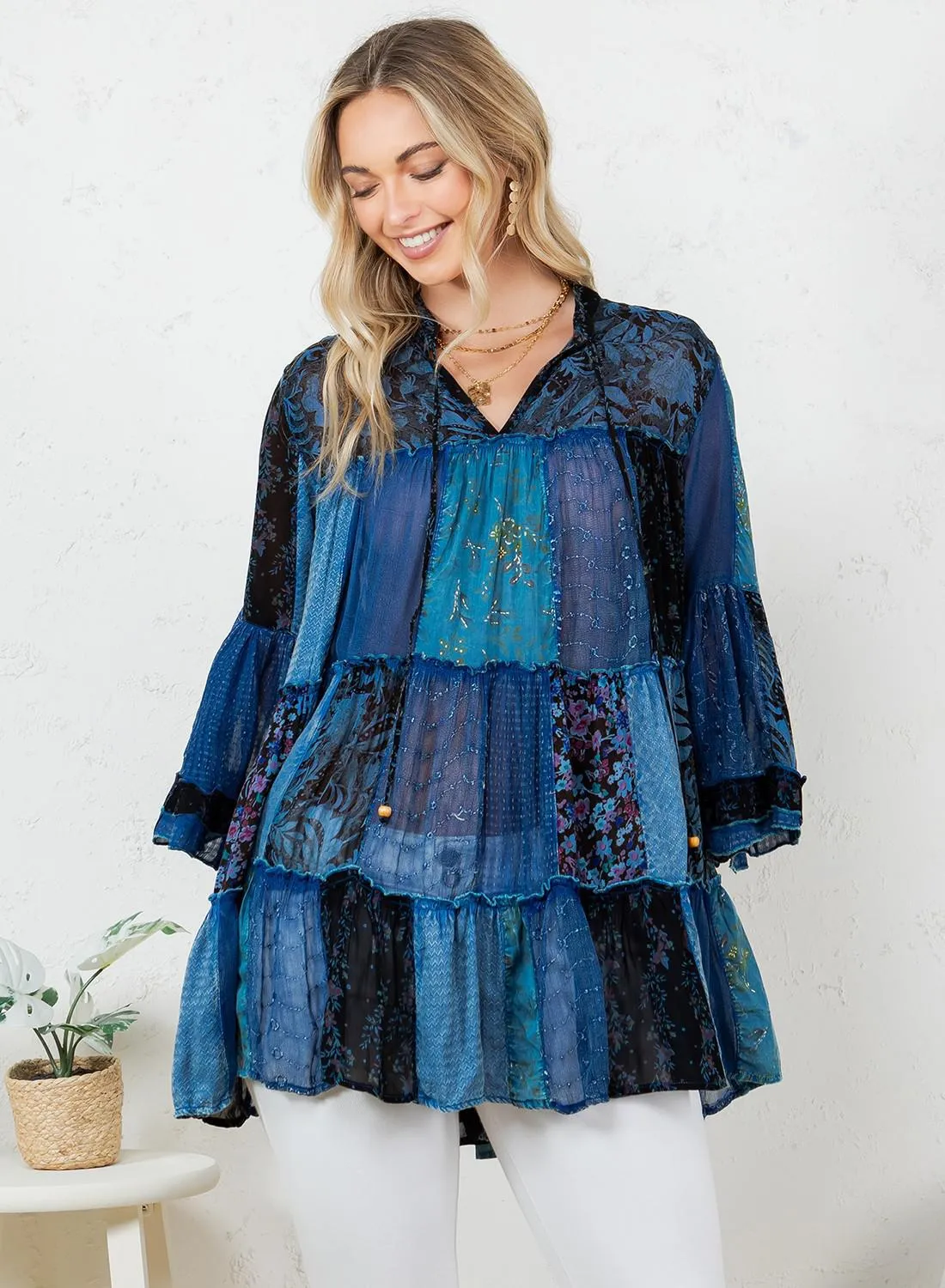 Overdyed Chinese Collar Jhabla Top