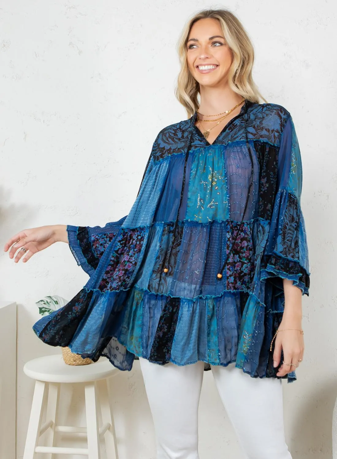 Overdyed Chinese Collar Jhabla Top