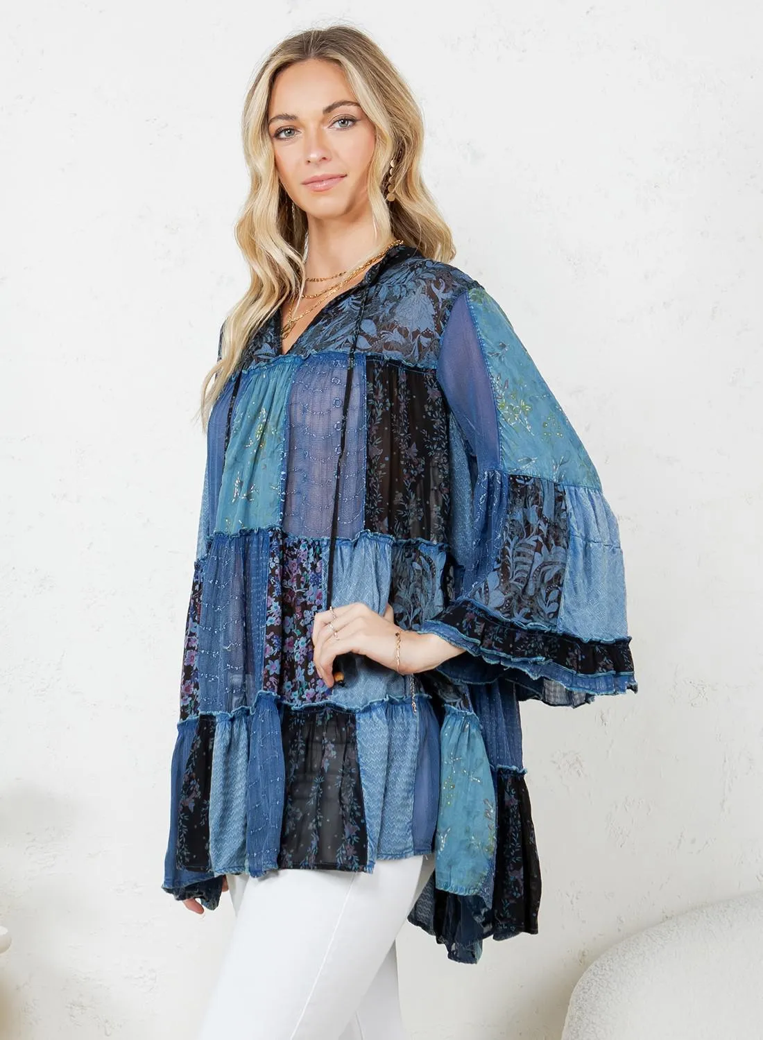 Overdyed Chinese Collar Jhabla Top