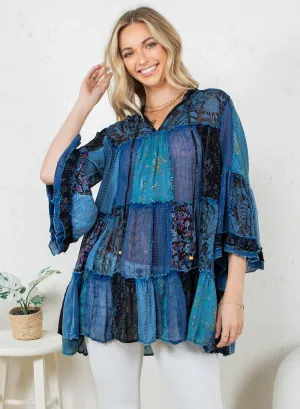 Overdyed Chinese Collar Jhabla Top