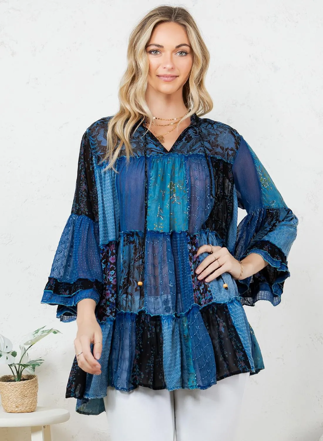 Overdyed Chinese Collar Jhabla Top