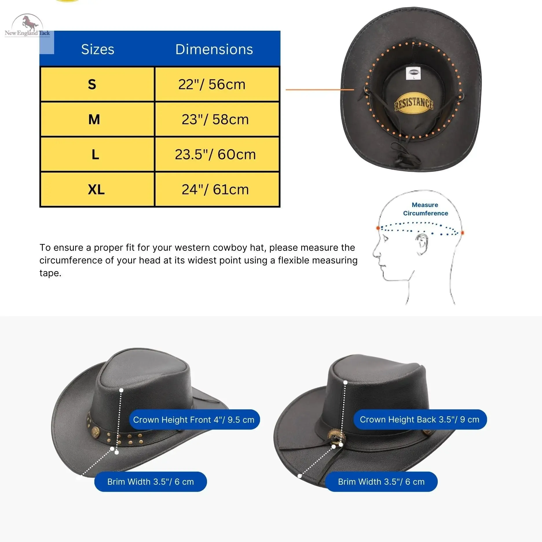 RESISTANCE Premium Australian Style Leather Cowboy Hat | Shapeable Outback Hat for Men and Women