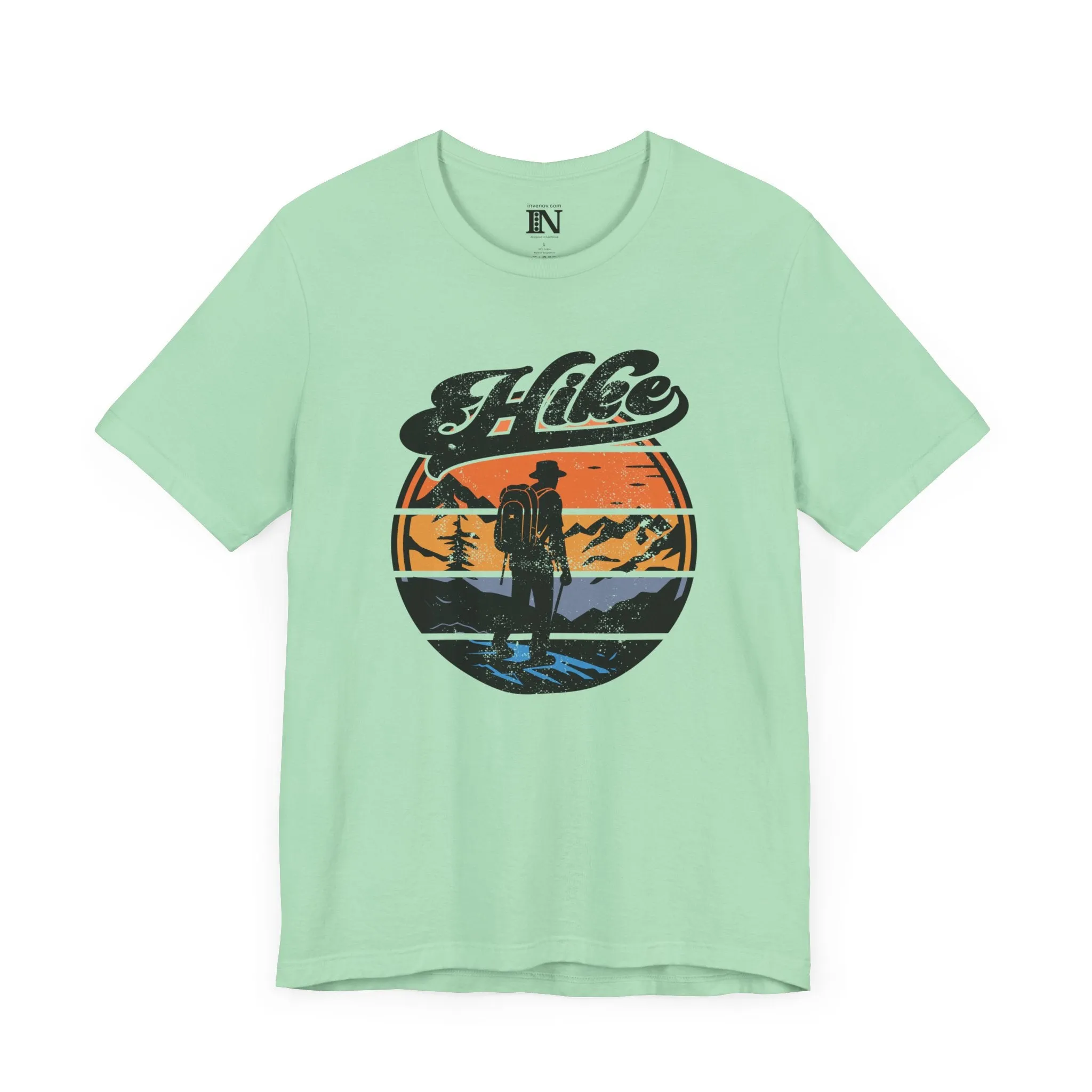 Retro Hiking Shirt, Vintage Distressed Style Nature Tee, Outdoor Adventure Shirt, Mountain Sunset Top, Camping Graphic Tee, Unisex Jersey