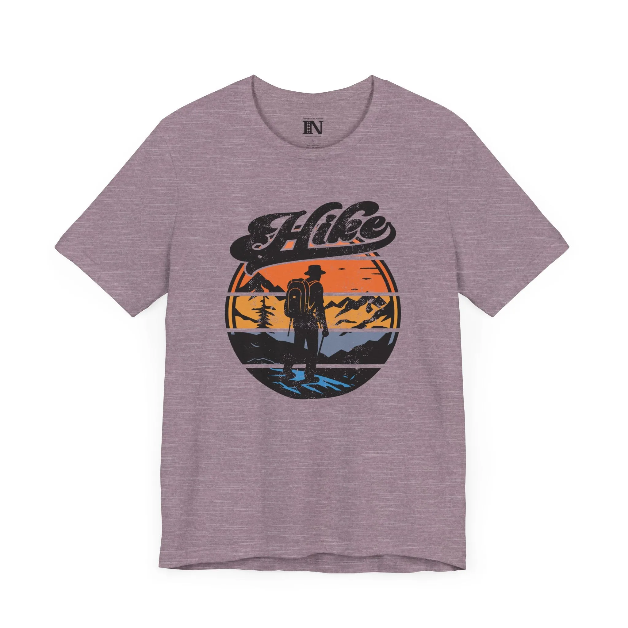 Retro Hiking Shirt, Vintage Distressed Style Nature Tee, Outdoor Adventure Shirt, Mountain Sunset Top, Camping Graphic Tee, Unisex Jersey