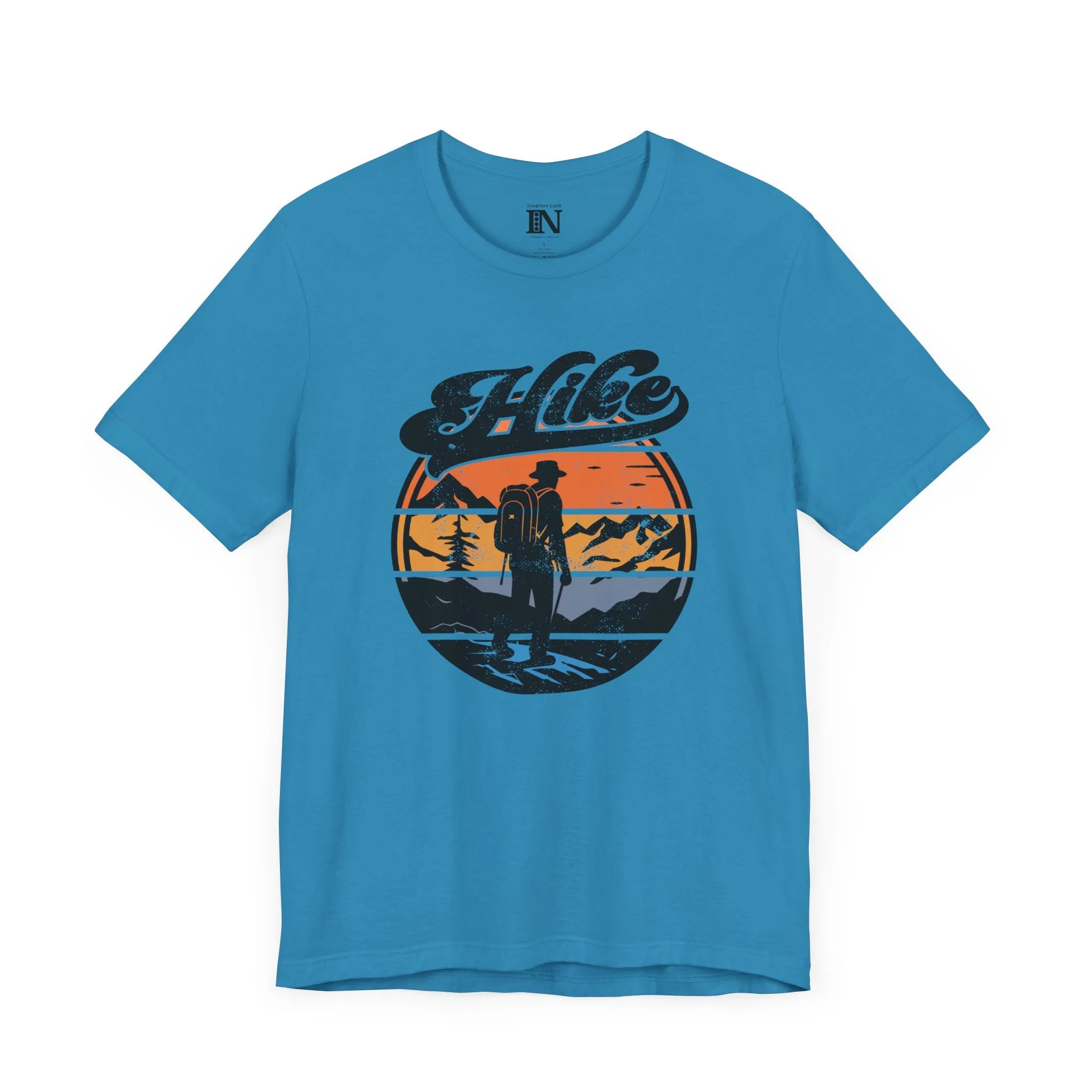 Retro Hiking Shirt, Vintage Distressed Style Nature Tee, Outdoor Adventure Shirt, Mountain Sunset Top, Camping Graphic Tee, Unisex Jersey