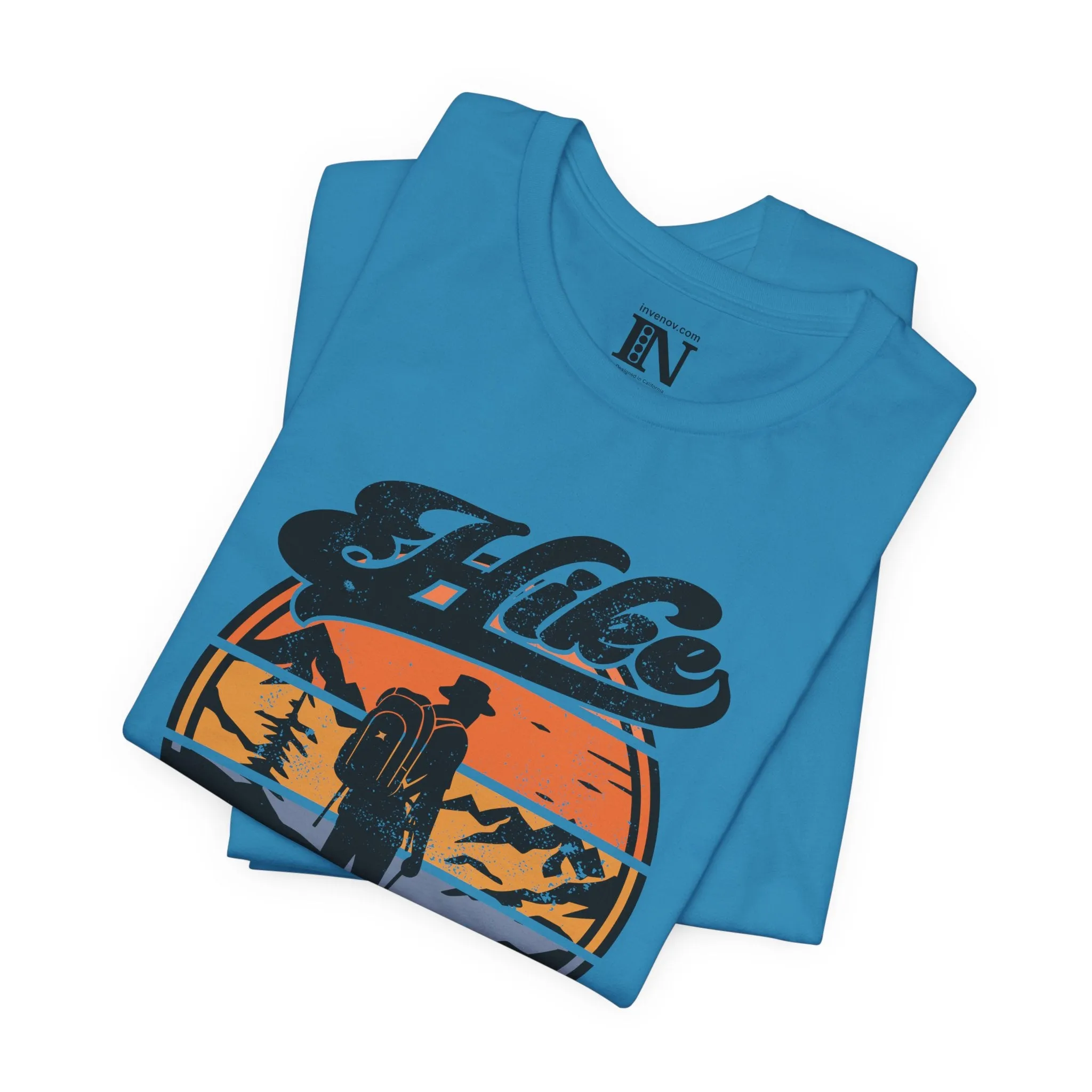 Retro Hiking Shirt, Vintage Distressed Style Nature Tee, Outdoor Adventure Shirt, Mountain Sunset Top, Camping Graphic Tee, Unisex Jersey