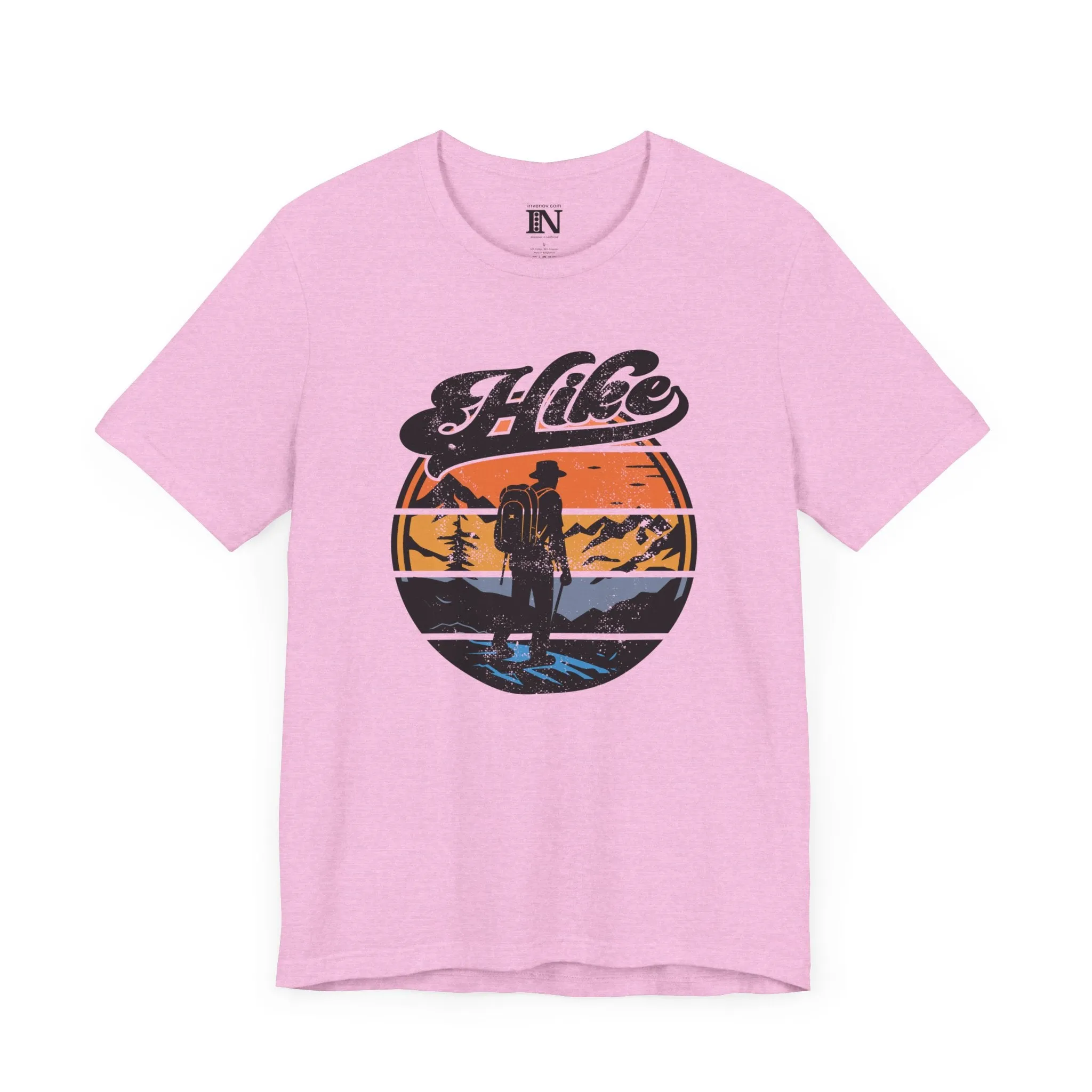 Retro Hiking Shirt, Vintage Distressed Style Nature Tee, Outdoor Adventure Shirt, Mountain Sunset Top, Camping Graphic Tee, Unisex Jersey